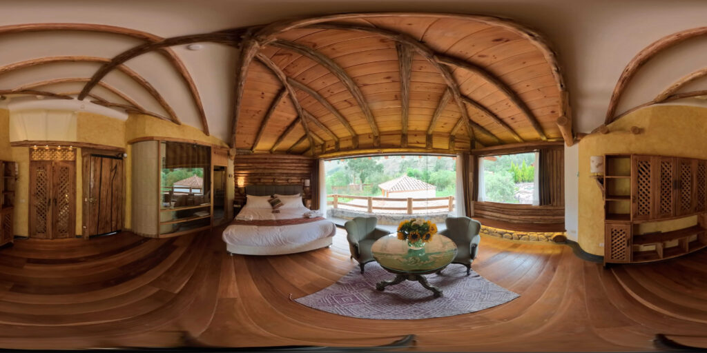 This room offers a panoramic embrace of natural beauty, creating a cocoon of rustic luxury.